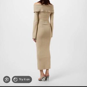 Pretty Lavish Beige Bardot Knit Dress